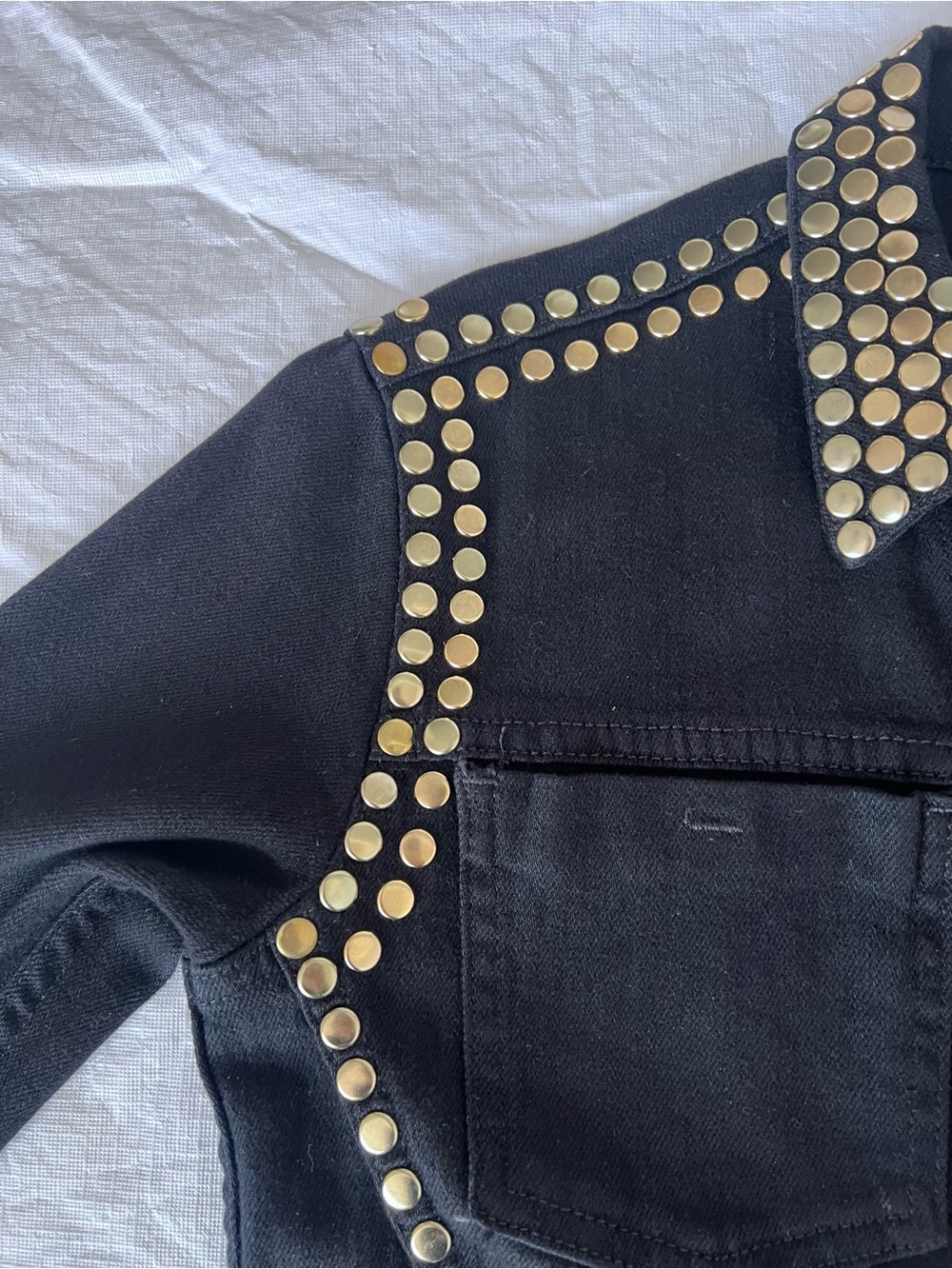 L'Agence Celine Studded Black Cropped Button Front Western Jacket Made USA Sz XS - Picture 7 of 14